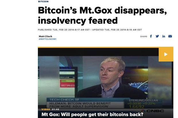 News article from 2014 about the Mt. Gox hack